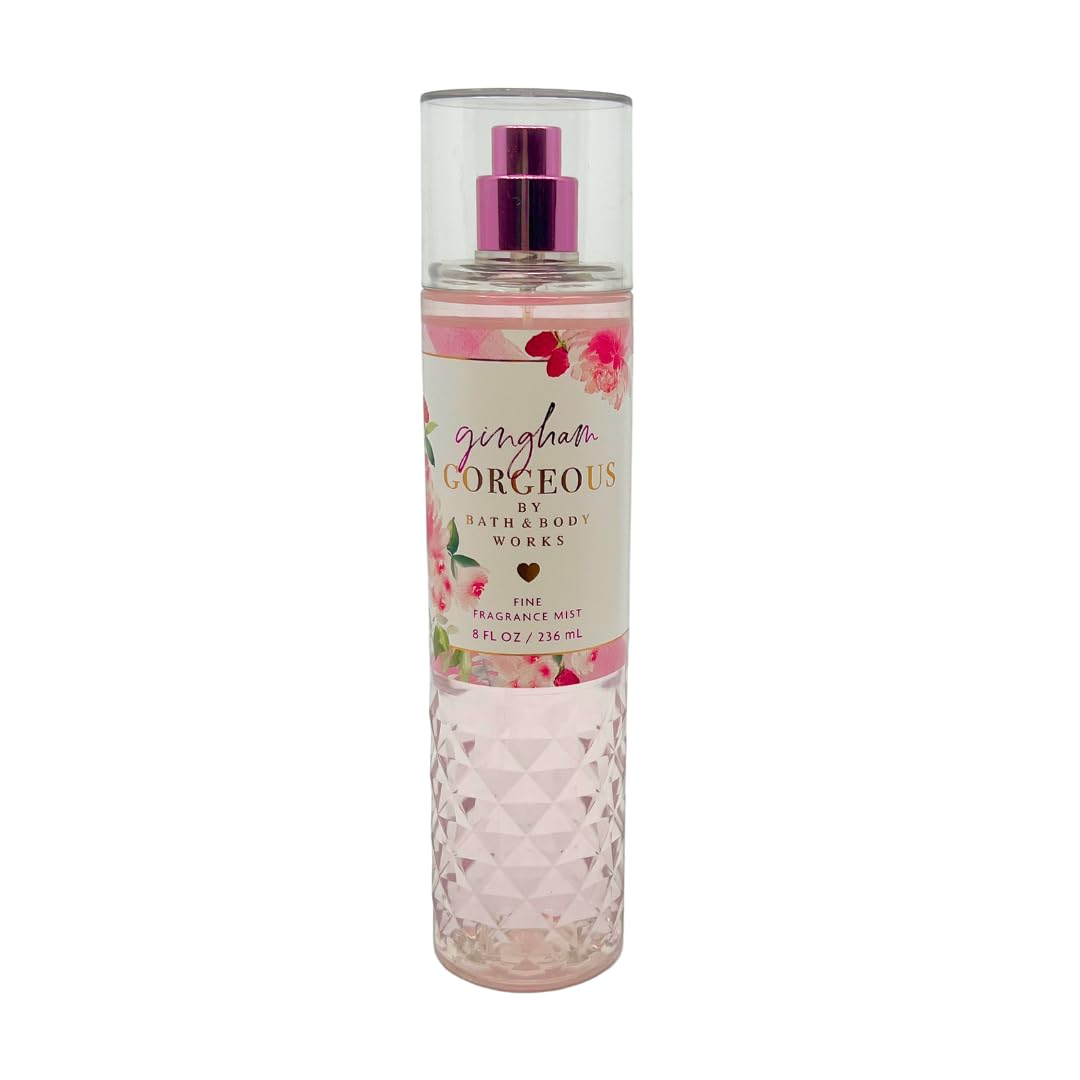 Close-up of Gingham Gorgeous mist bottle for easy layering.