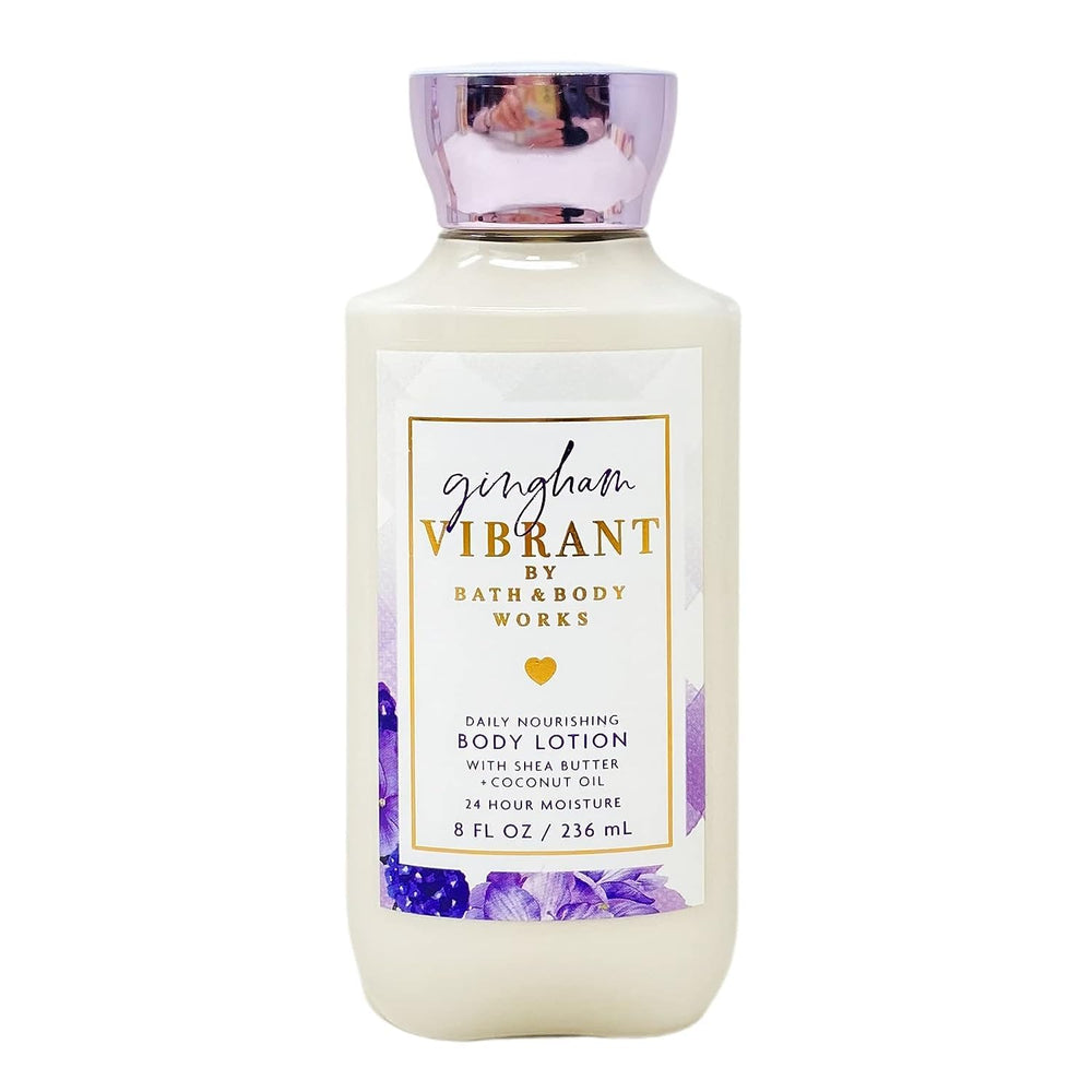 Bath & Body Works Gingham Vibrant bottle, quick absorption for lasting softness