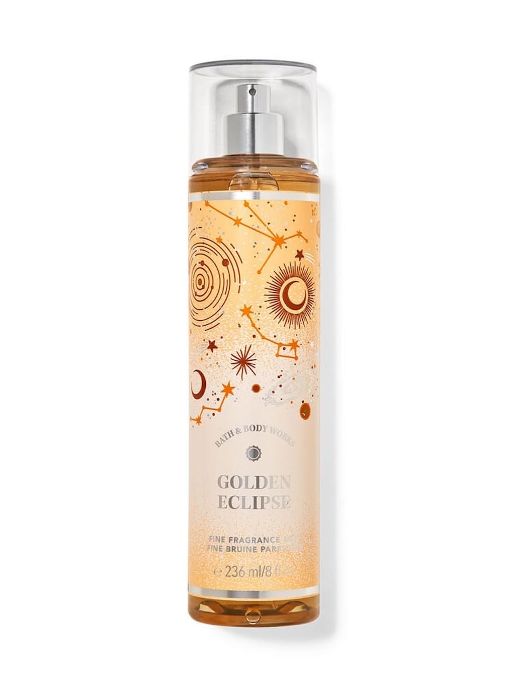 Bath & Body Works Golden Eclipse bottle with pump for light, refreshing fragrance coverage.