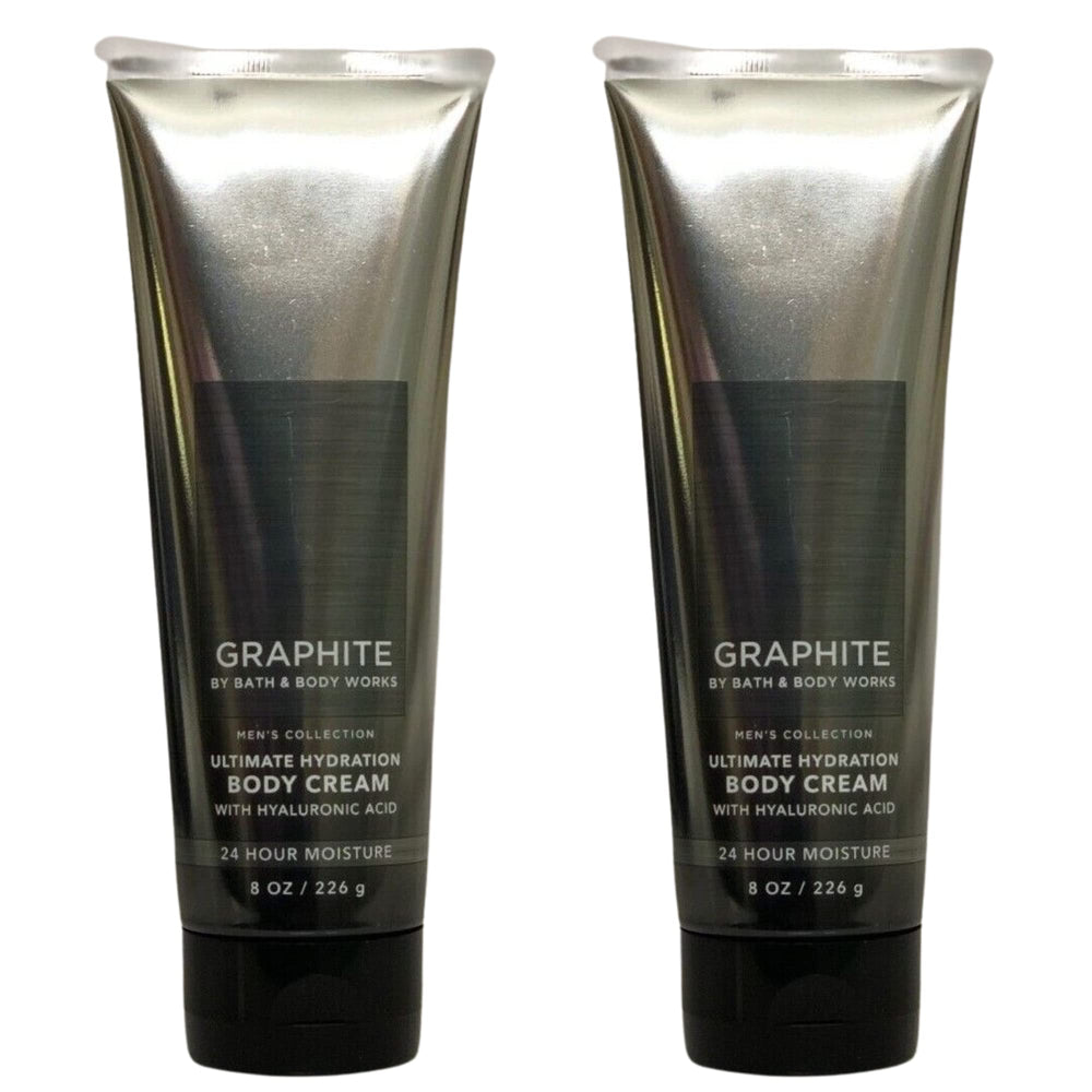 Bath and Body Works Graphite 8oz body cream two-pack for daily moisturization.
