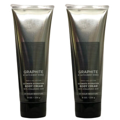 Bath and Body Works Graphite 8oz body cream two-pack for daily moisturization.