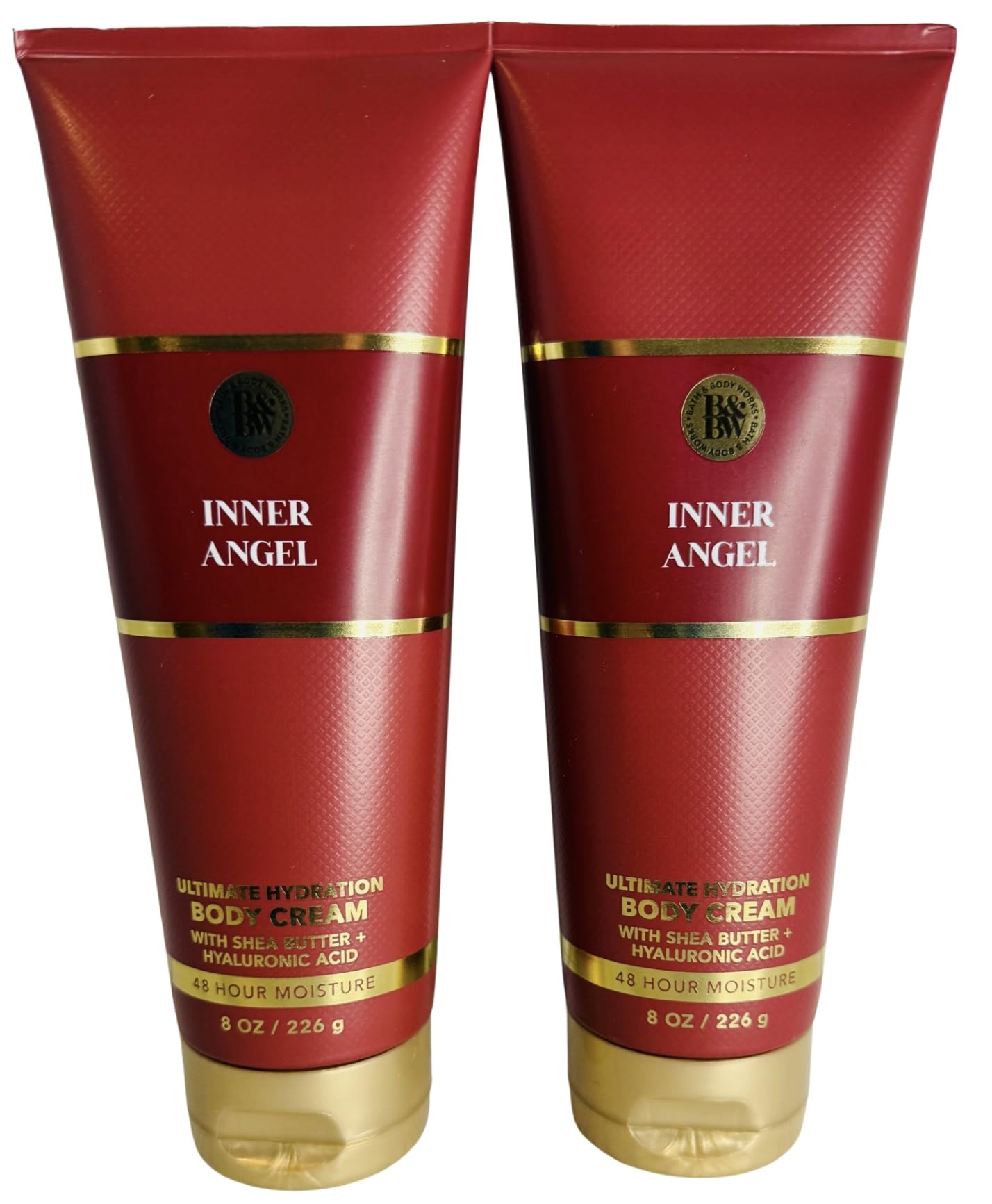 Bath & Body Works Inner Angel Hydration Cream front label shows a two-pack option for daily moisture.