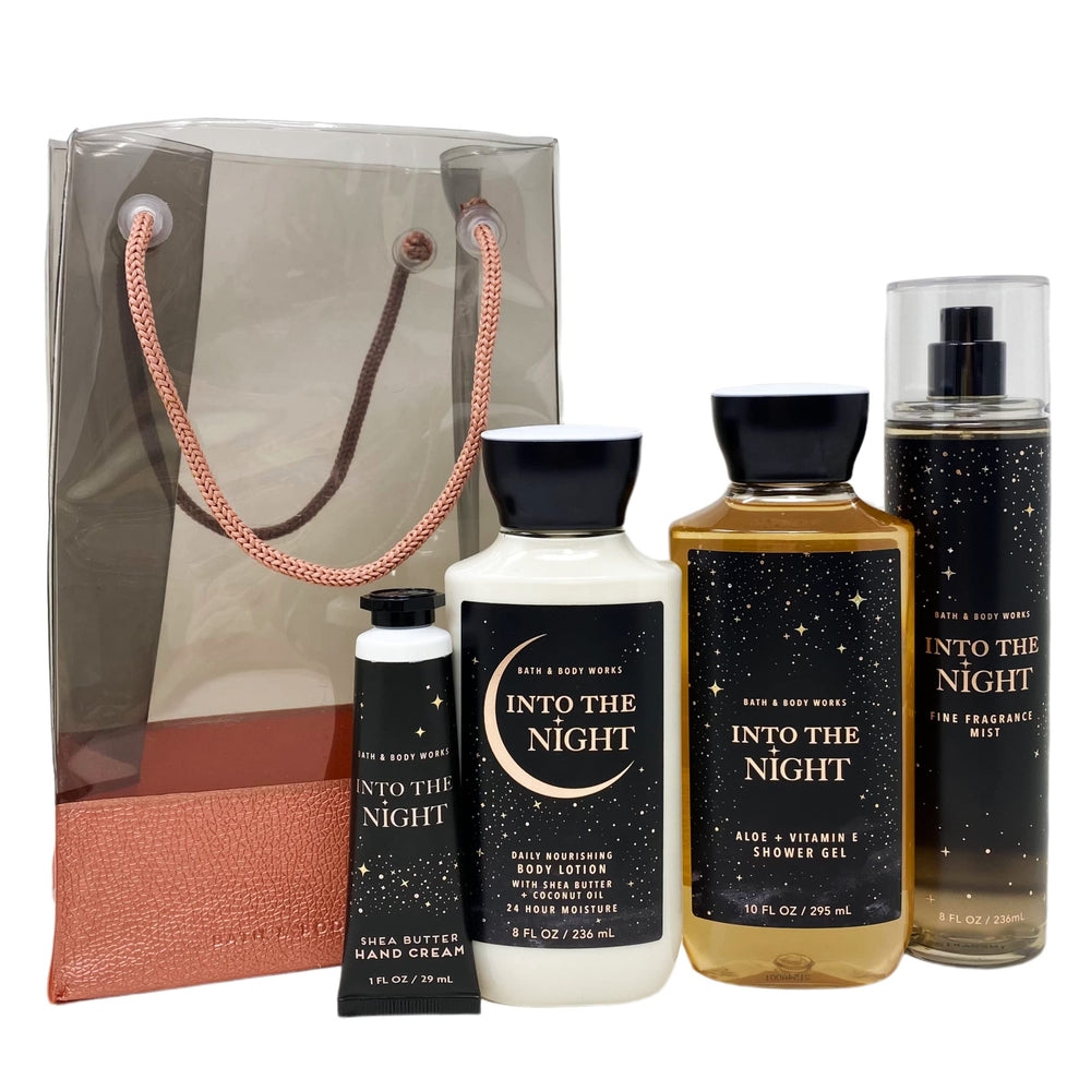 Bath and Body Works Into The Night gift bag set displayed, ideal for gifting