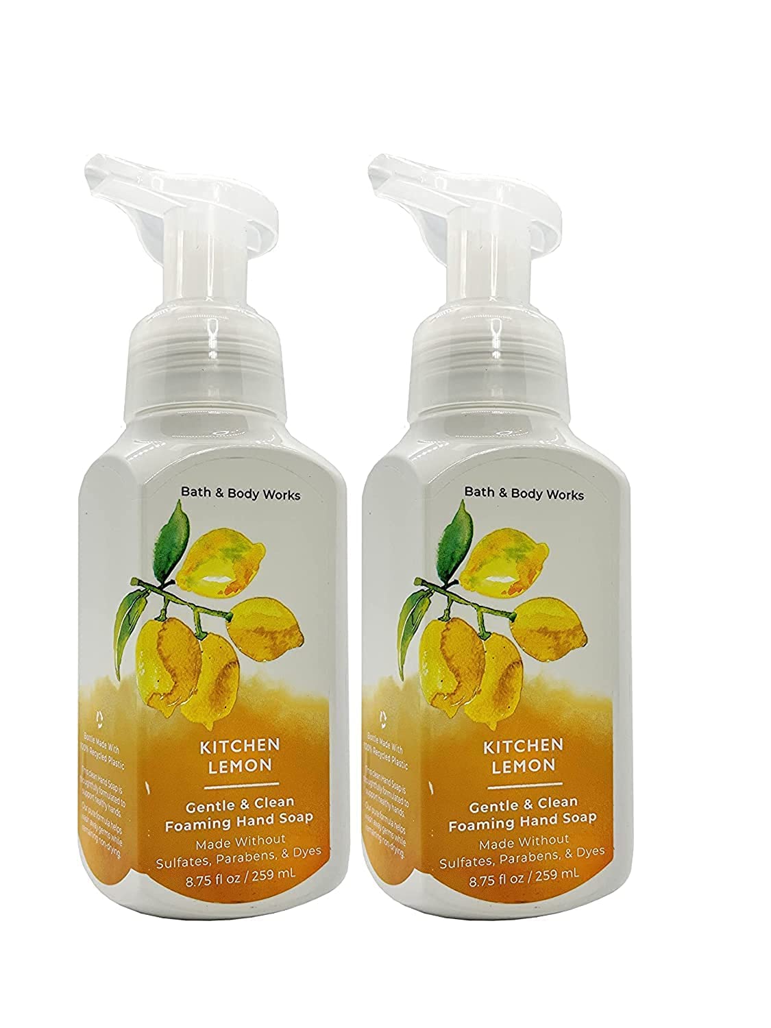 Bath & Body Works Kitchen Lemon foaming hand soap bottle delivers a citrus-clean fragrance for hands.