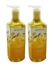 Bath & Body Works Kitchen Lemon hand soap 2-pack back label highlights ingredients and nourishing formula.
