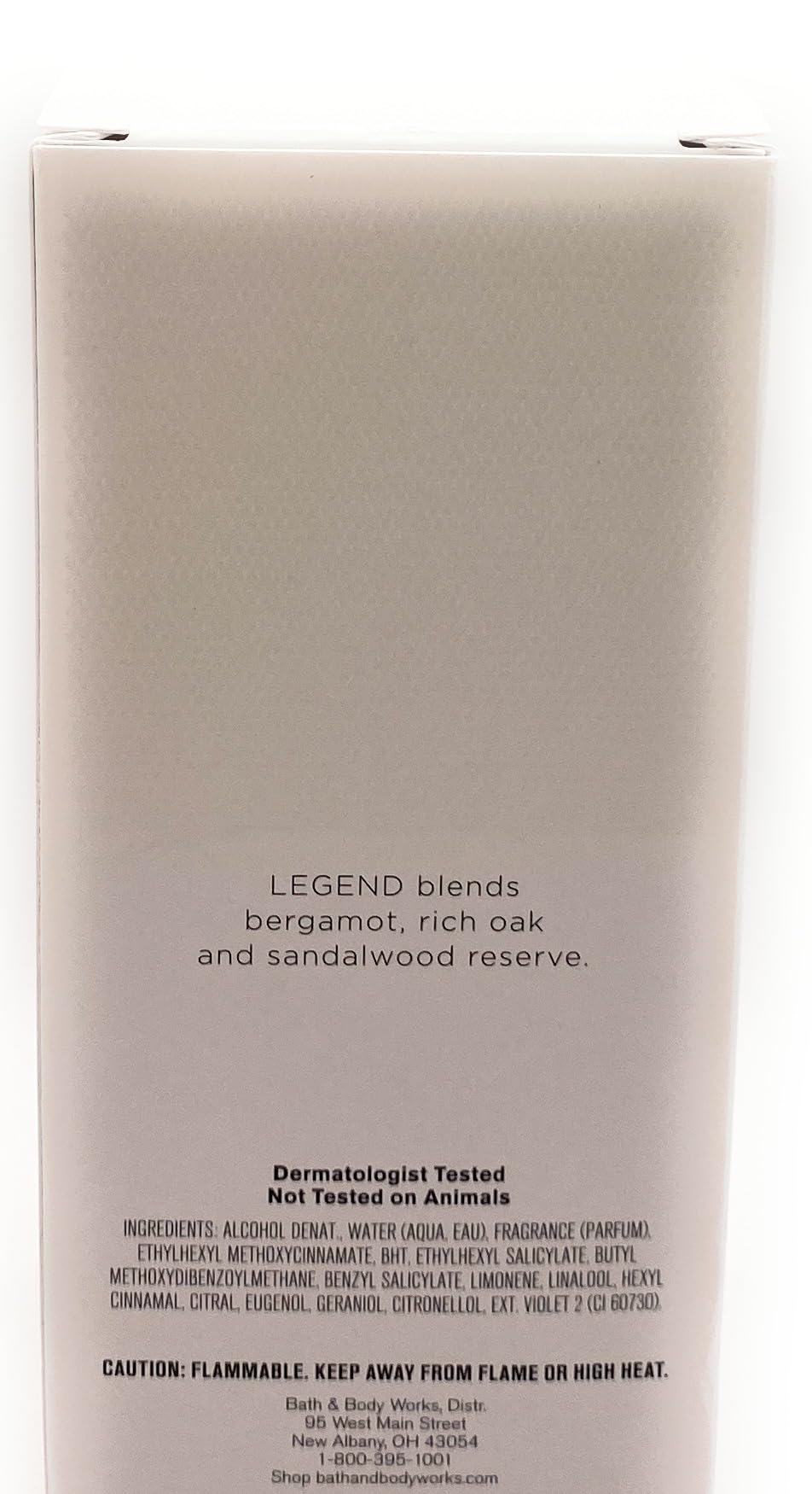 Bath and Body Works Legend packaging box, gift-ready presentation for him.