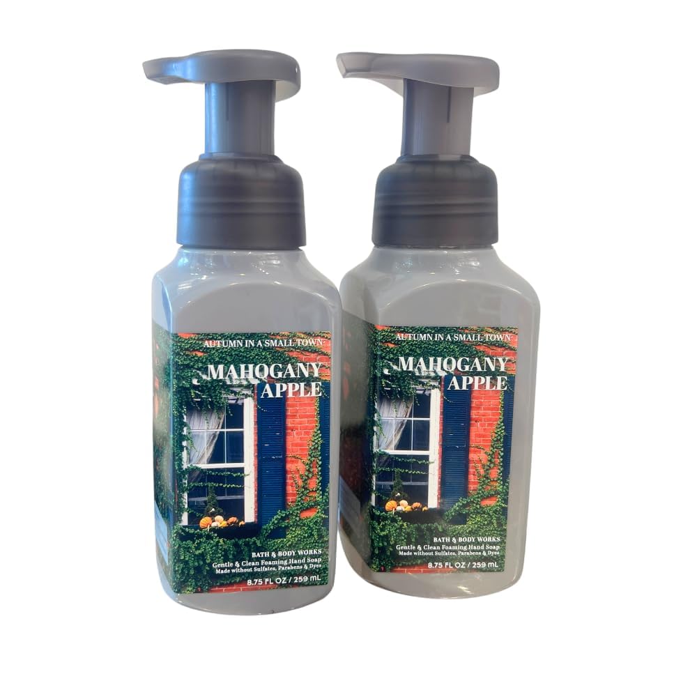 Bath & Body Works Mahogany Apple foaming hand soap bottle pour for gentle cleansing.
