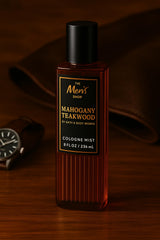 Mahogany Teakwood Cologne Mist spray nozzle enables even, refreshing application.