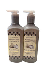 Bath & Body Works Marshmallow Pumpkin Latte 2-pack bottle pour, inviting autumn aroma.