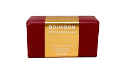 Bath and Body Works Bourbon cleansing bar closeup highlighting masculine aroma and moisturizing formula.