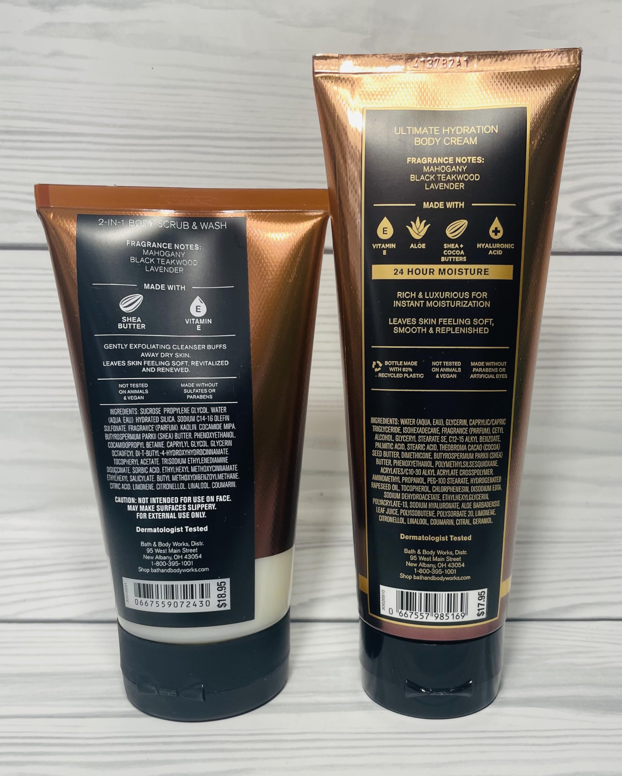Bath & Body Works Men's Mahogany Teakwood body cream provides long-lasting hydration.