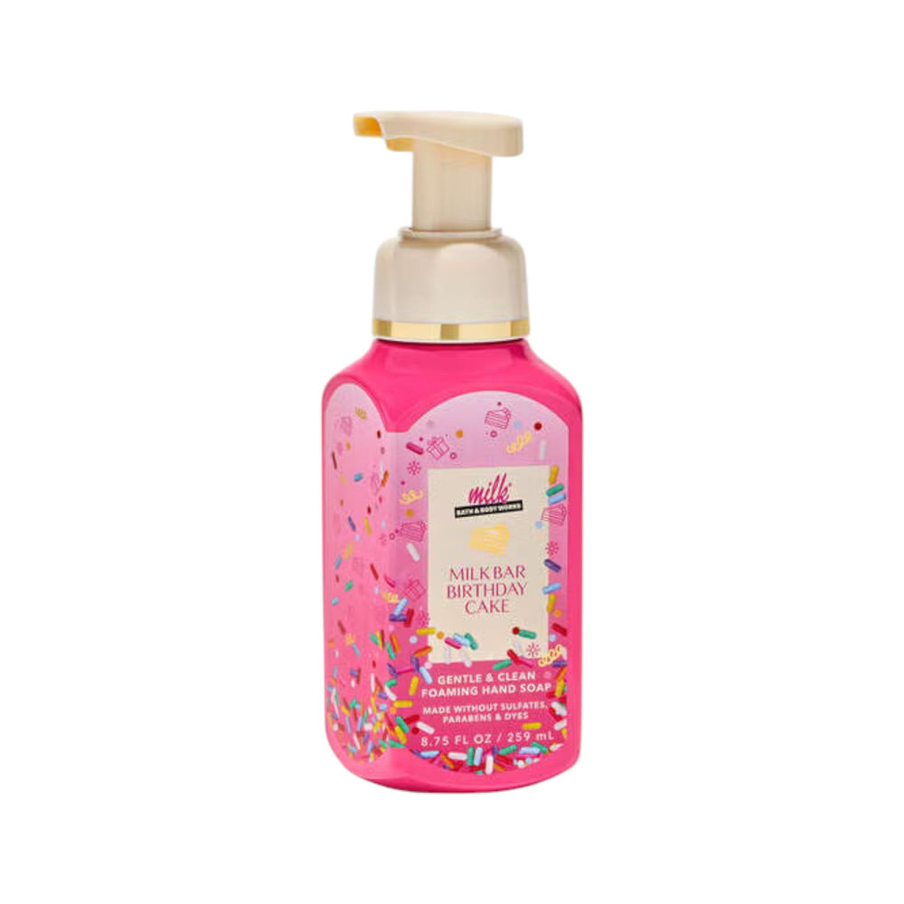 Bath & Body Works Milk Bar Birthday Cake foaming hand soap with creamy lather for daily hand care.