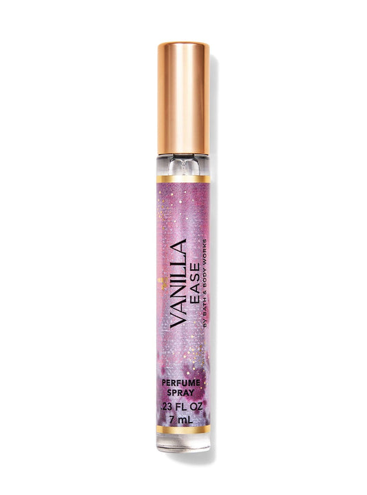 Bath & Body Works Vanilla Ease mini perfume spray bottle, travel size for long-lasting on-the-go fragrance.