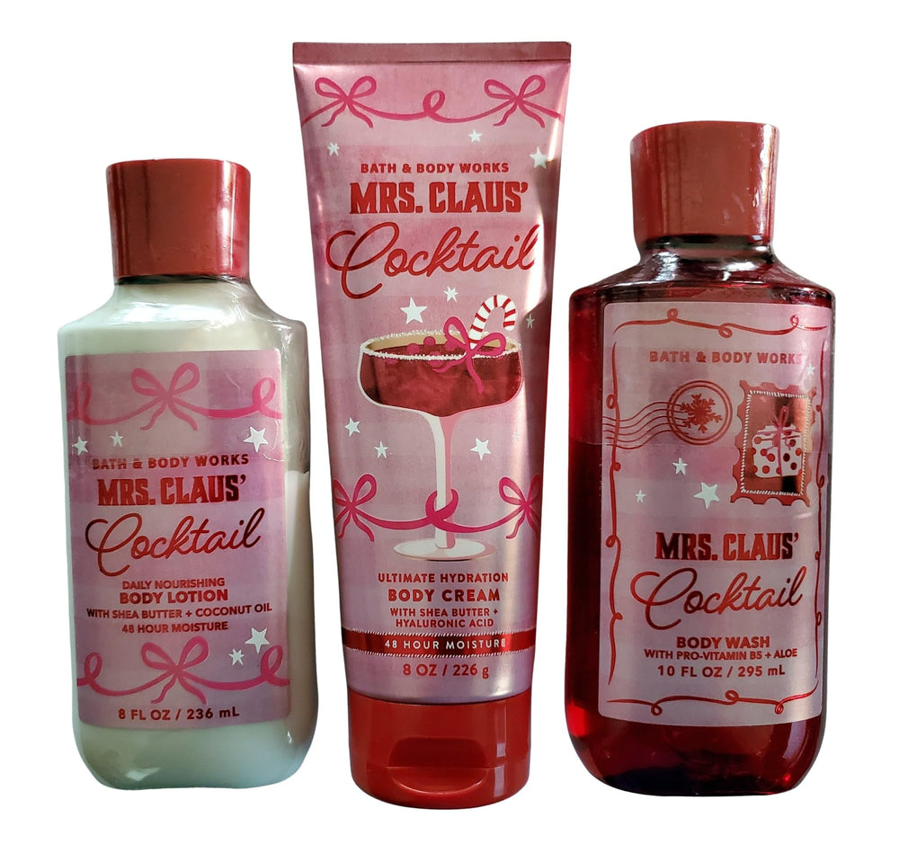 Bath & Body Works Mrs Claus shower gel bottle pour showcases inviting texture and refreshing cleanse.
