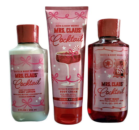 Bath & Body Works Mrs Claus shower gel bottle pour showcases inviting texture and refreshing cleanse.