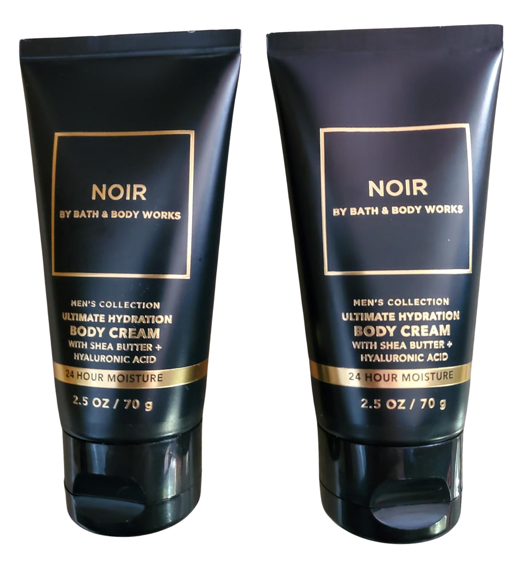 Bath & Body Works Noir travel-size cream bottle close-up for on-the-go hydration.