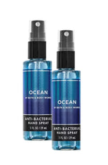 Bath and Body Works Ocean Hand Spray back view showing compact design for bags