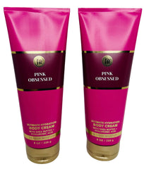 Bath & Body Works Pink Obsessed Ultimate Hydration Body Cream 2-pack packaging showcases rich texture for soft skin