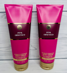 Bath & Body Works Pink Obsessed Ultimate Hydration Body Cream 2-pack demonstrates creamy texture for daily hydration