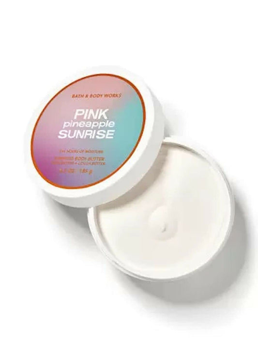Bath and Body Works Pink Pineapple Sunrise body butter jar for deep moisture and luxurious fragrance.