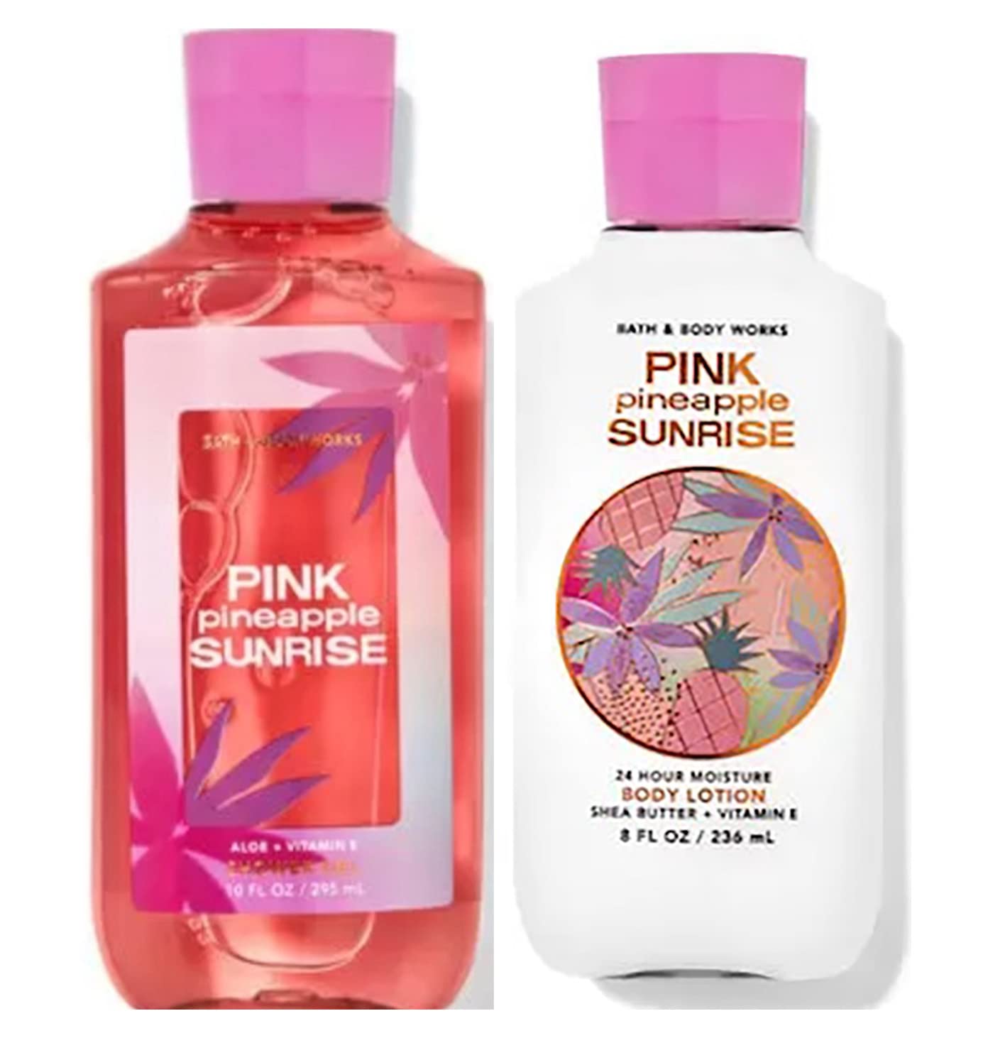 Bath and Body Works Pink Pineapple Sunrise bundle: lotion and gel gift-set for daily pampering.