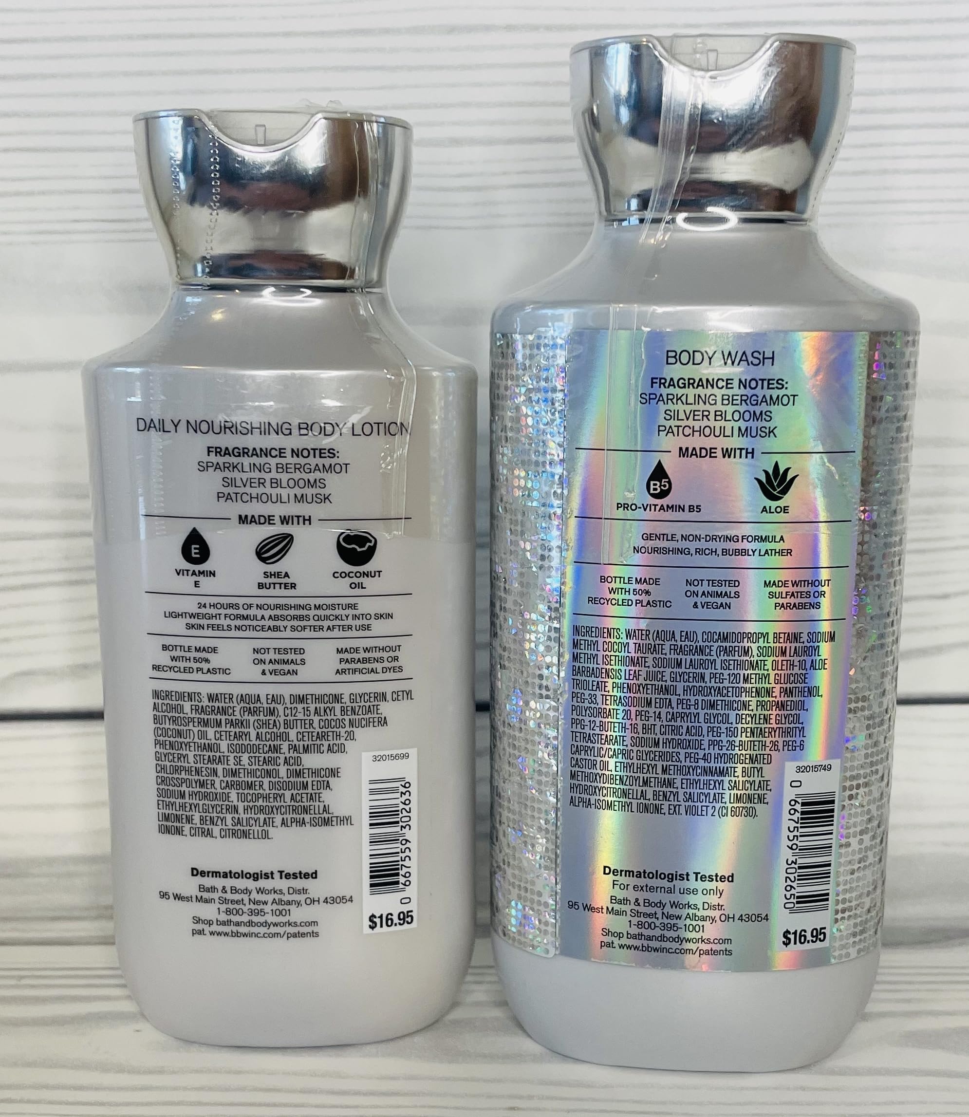Bath & Body Works Platinum Body Wash bottle featuring Pro-Vitamin B5 and Aloe for gentle cleansing.