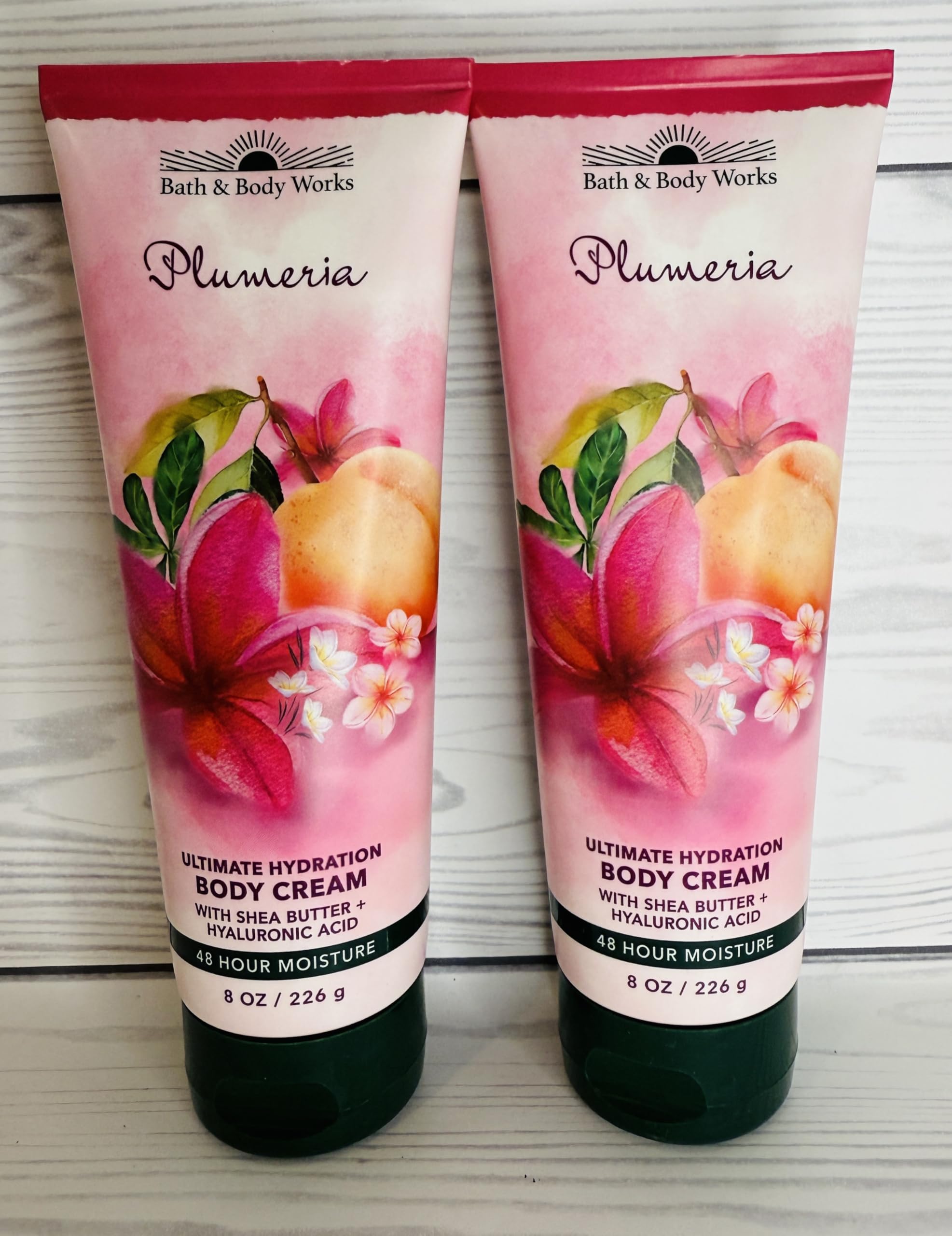 Bath & Body Works Plumeria Ultimate Hydration Cream swirled texture showing creamy, smooth application.