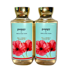Bath & Body Works Poppy shower gel 2-pack with floral fragrance for refreshing daily cleanse.