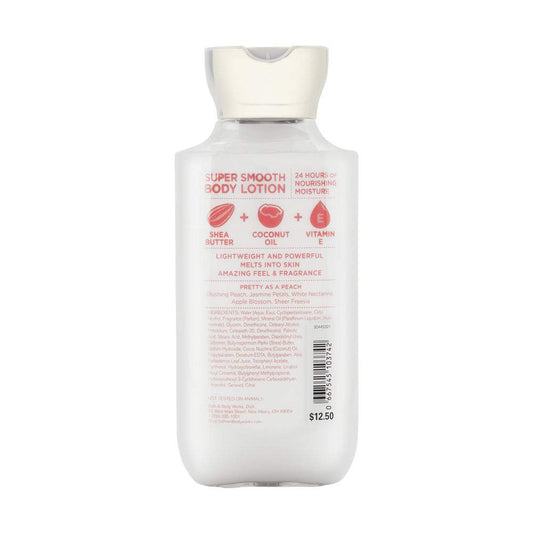 Bath & Body Works Pretty As A Peach lotion in use for silky skin