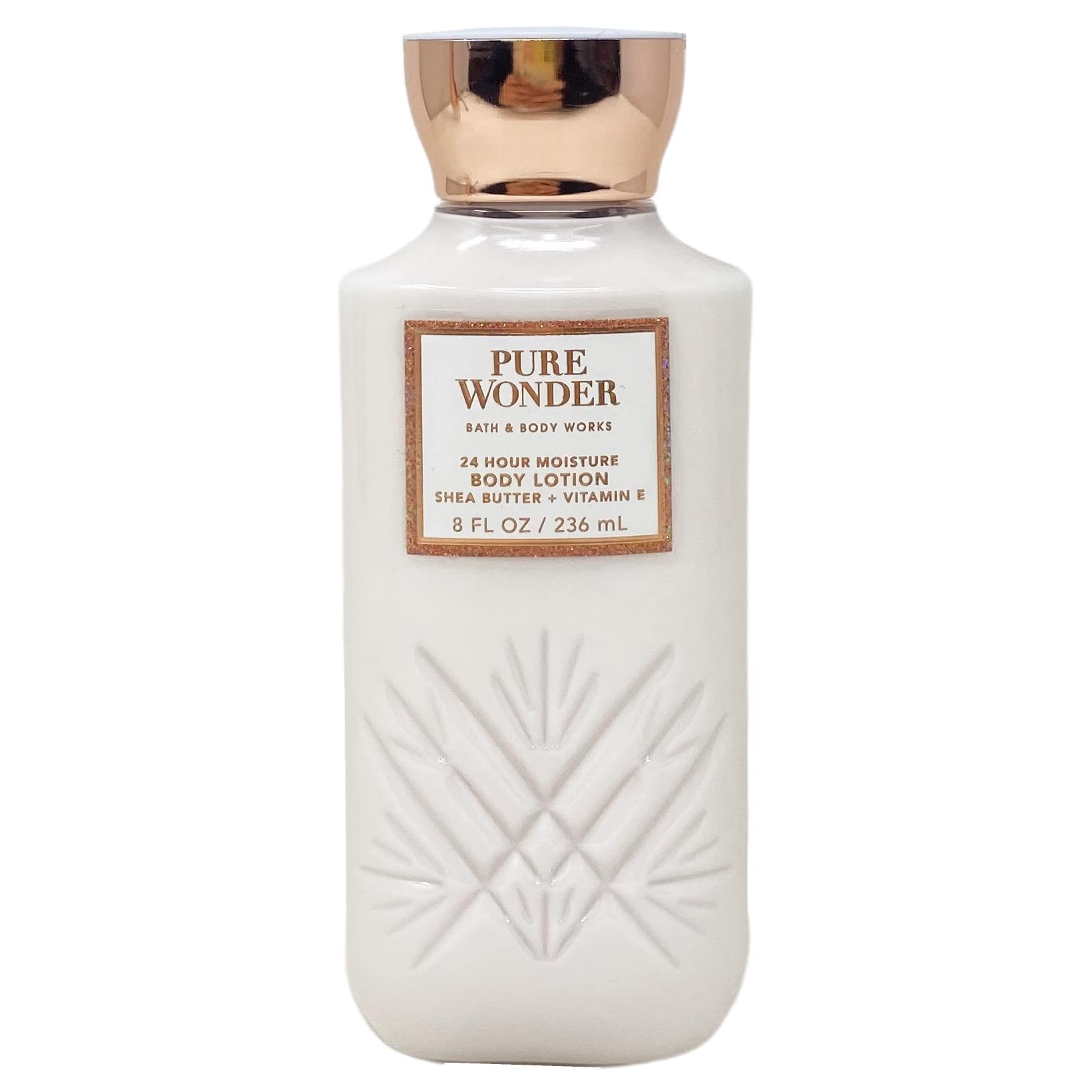 Bath & Body Works Pure Wonder lotion texture close-up shows quick absorption.