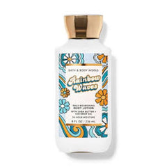 Bath & Body Works Rainbow Waves lotion bottle, fast-absorbing moisture for daily softness.