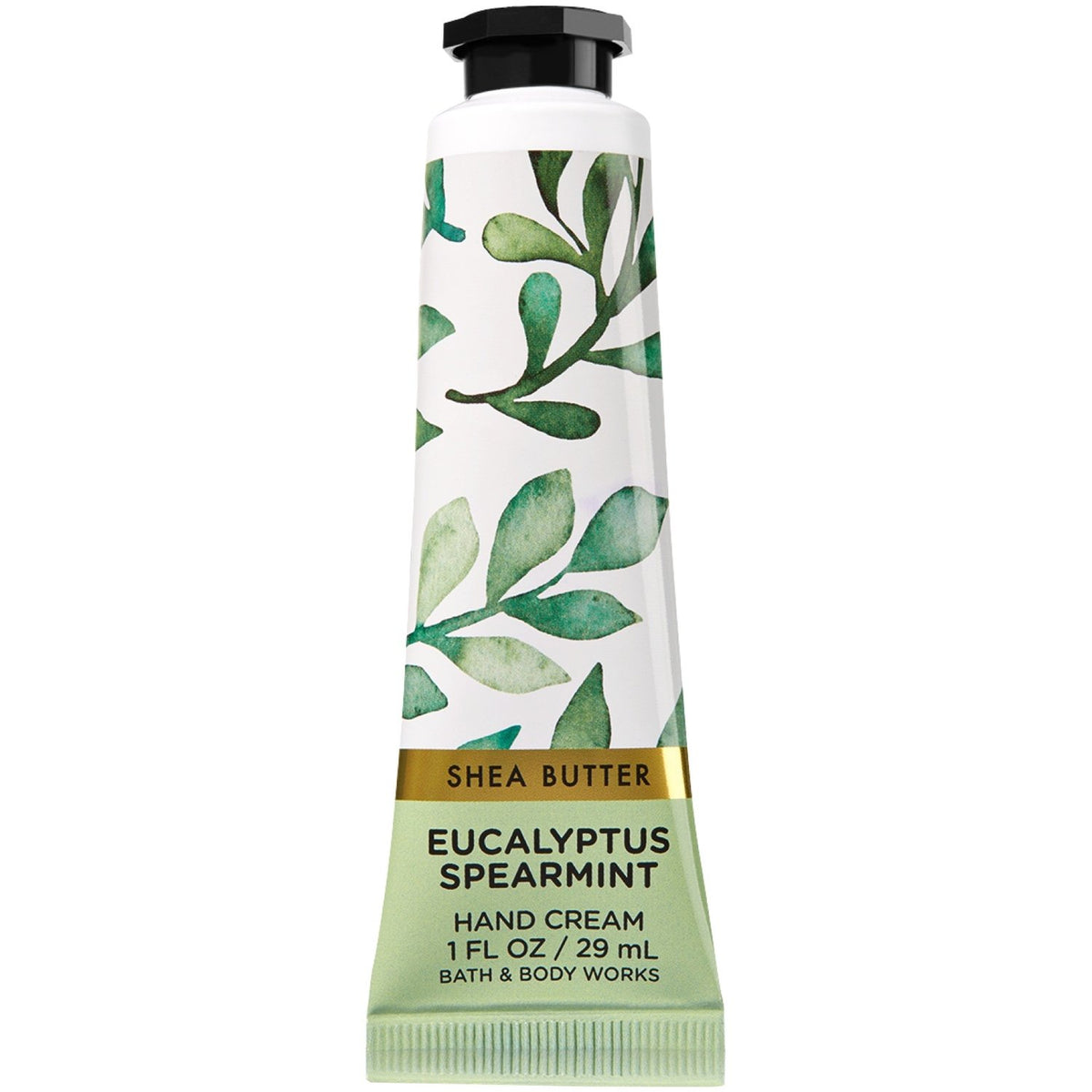 Bath & Body Works Shea Butter Hand Cream Eucalyptus Mint tube for quick hydration and soft hands.