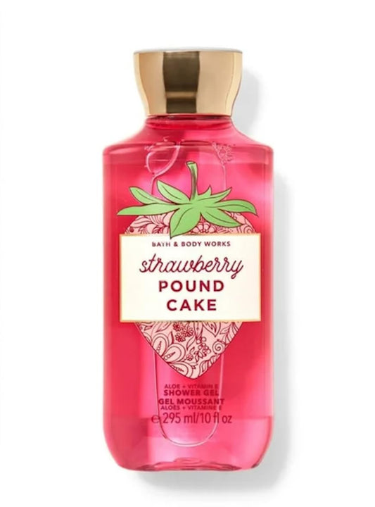 Bath and Body Works Signature Shower Gel Strawberry Pound Cake bottle for daily cleansing with a rich lather.