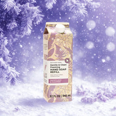 Snowflakes and Cashmere label closeup highlighting scent notes and premium formulation for daily use.