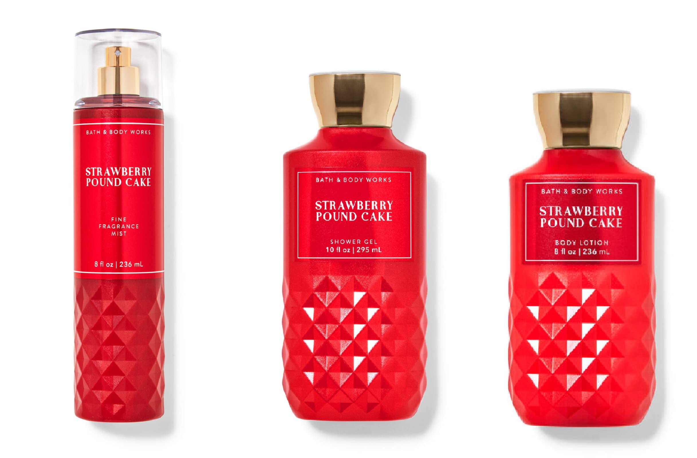 Bath & Body Works Strawberry Pound Cake fragrance mist, daily trio, offers a light mist and lasting aroma