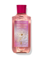 Bath & Body Works Strawberry Snowflakes body wash bottle, nourishing cleanse for soft skin.