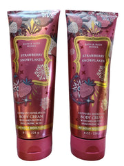 Bath & Body Works Strawberry Snowflakes bottle front view highlighting rich hydration.