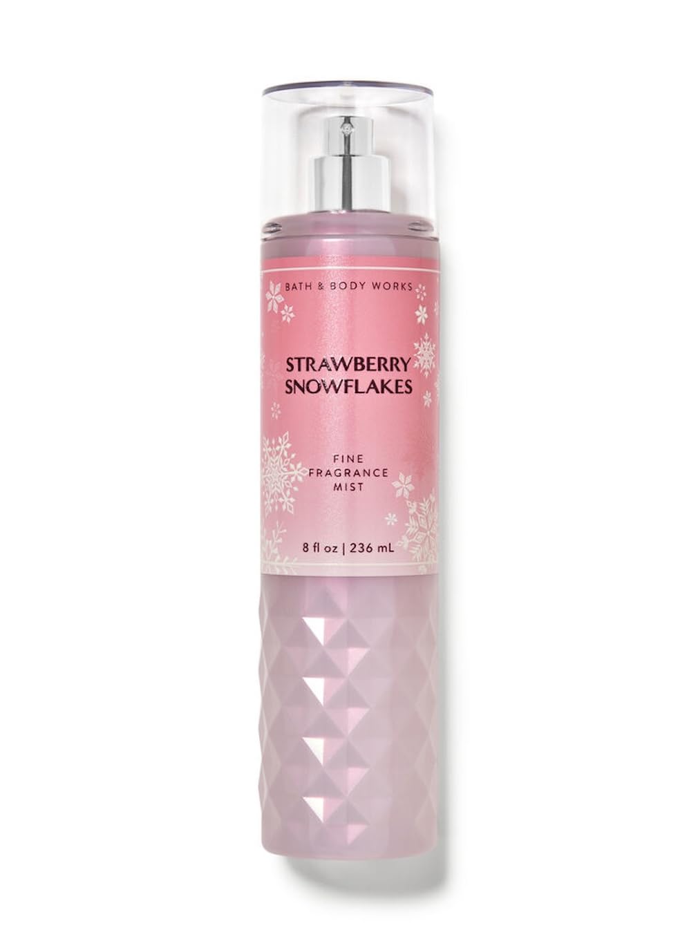 Bath and Body Works Strawberry Snowflakes fragrance mist bottle for a refreshing scent boost.