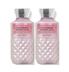 Bath & Body Works Strawberry & Snowflakes lotion two-pack bottles for all-day hydration.
