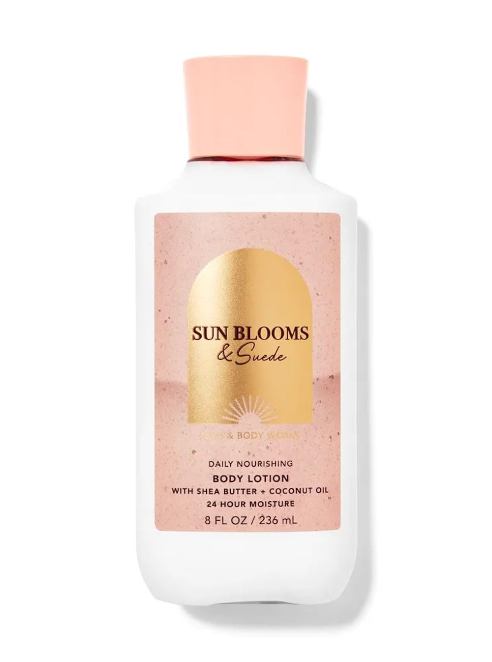 Bath & Body Works Sun Blooms & Suede lotion for daily moisturization and softer skin.