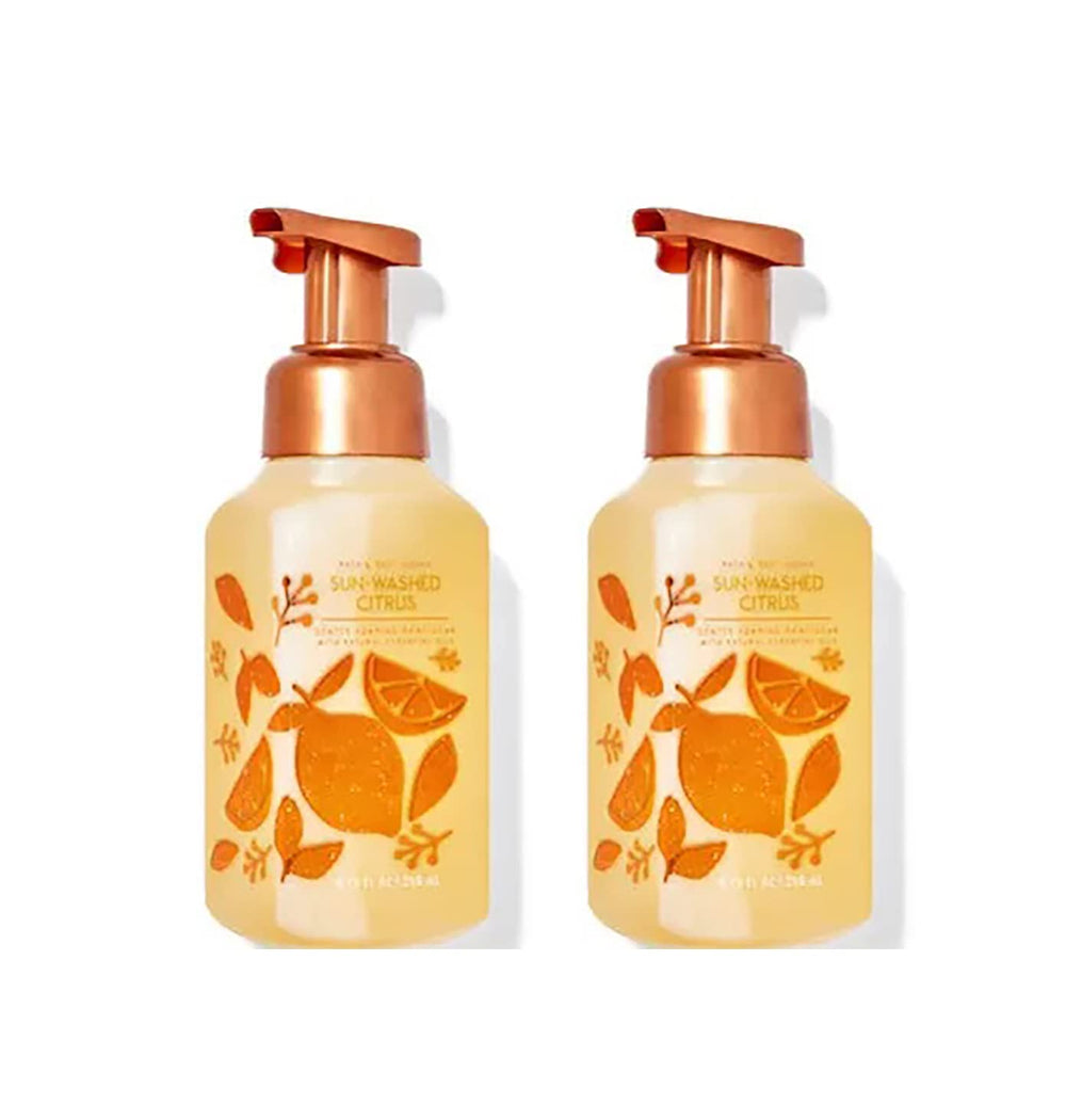 Bath & Body Works Sun-Washed Citrus foaming hand soap bottle nourishes hands.