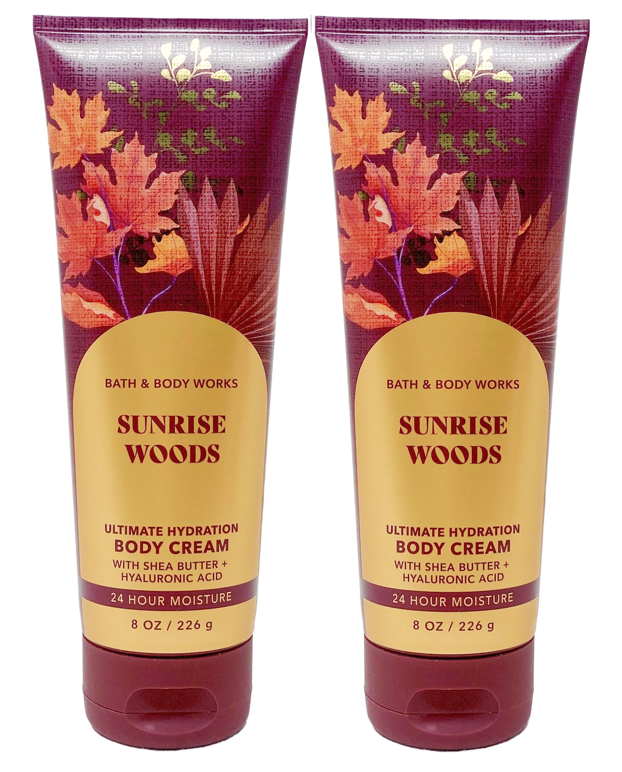 Bath & Body Works Sunrise Woods two-pack Ultra Shea Cream bottles provide rich hydration.