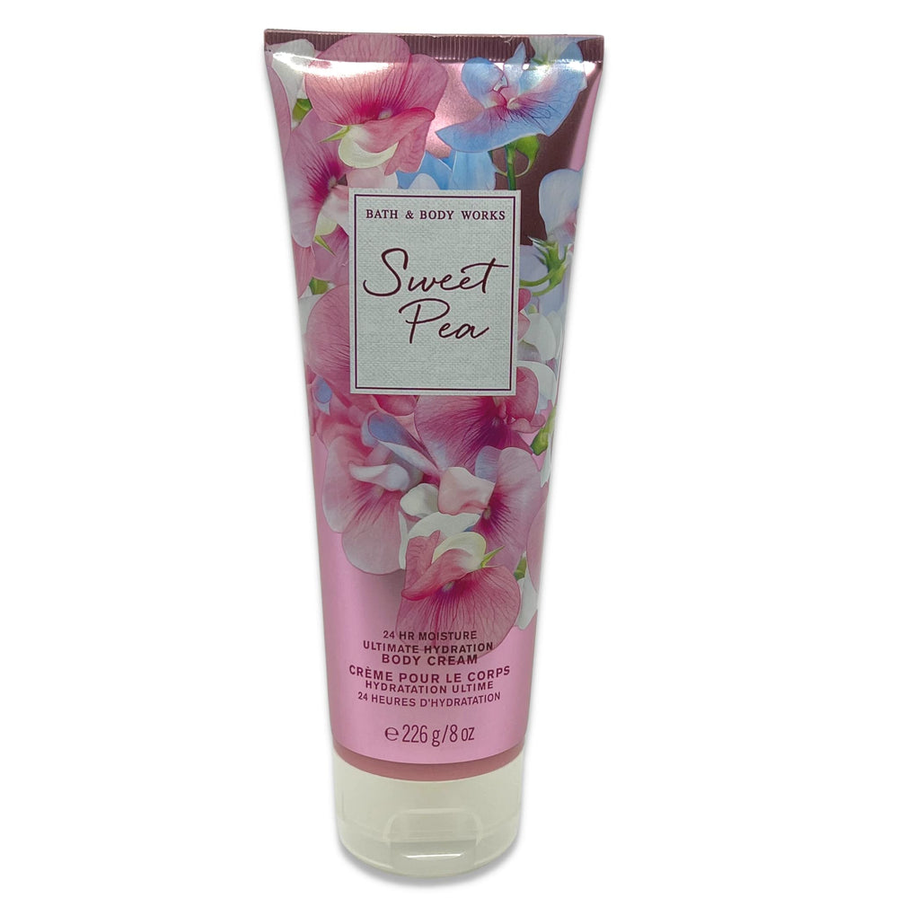 Three-pack display of Sweet Pea Cream on retail shelf