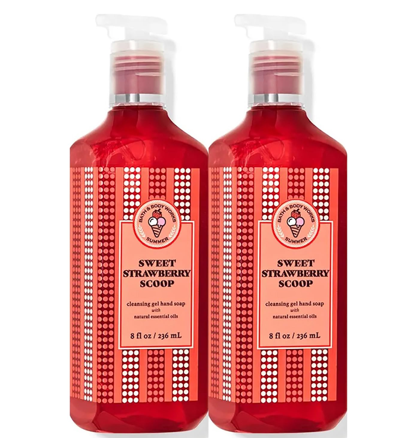 Bath and Body Works Sweet Strawberry Scoop hand soap bottle pour for quick hand cleansing