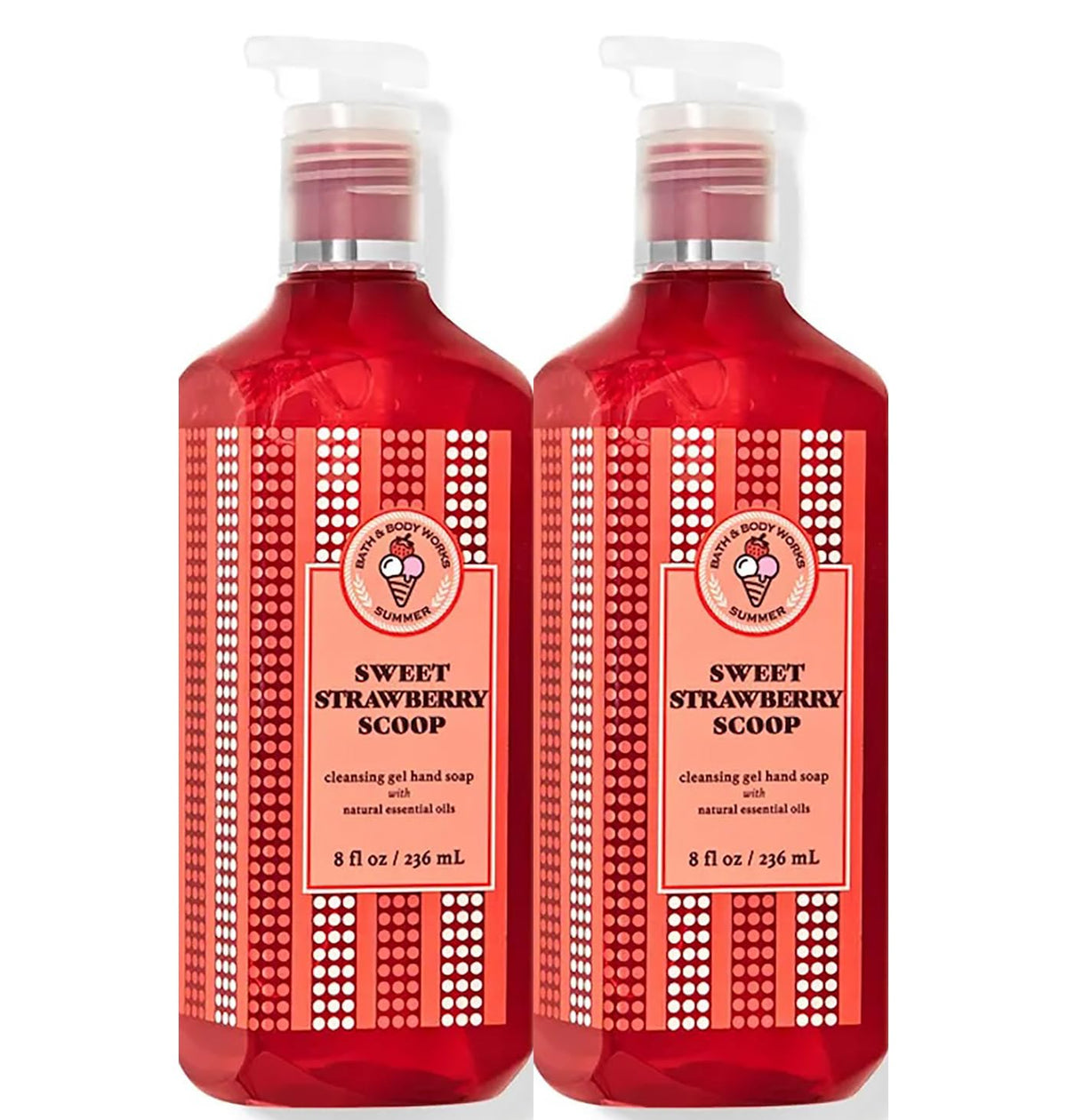 Bath and Body Works Sweet Strawberry Scoop hand soap bottle pour for quick hand cleansing