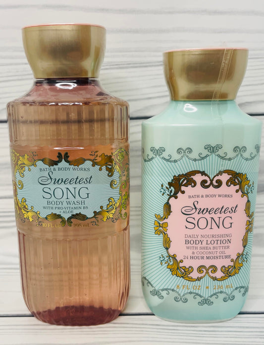 Bath & Body Works Sweetest Song body lotion bottle delivering deep hydration.