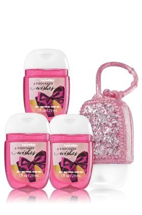Bath and Body Works Thousand Wishes PocketBac holder with three sanitizers for on-the-go freshness