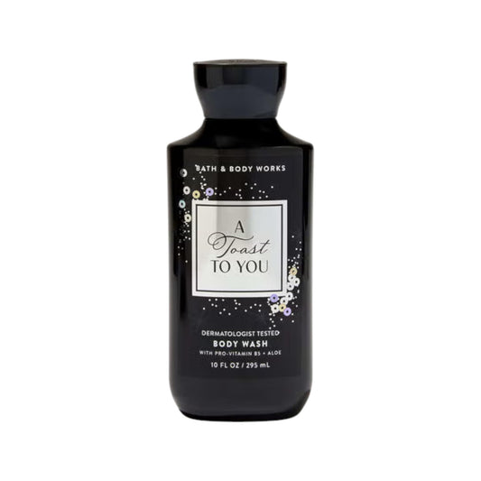 Bath & Body Works A Toast To You shower gel bottle pour for a luxurious lather.