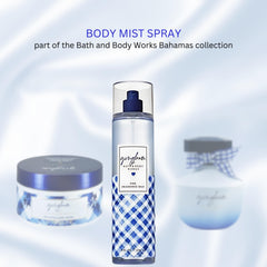 Bath & Body Works travel-friendly Gingham spray bottle for on-the-go use.