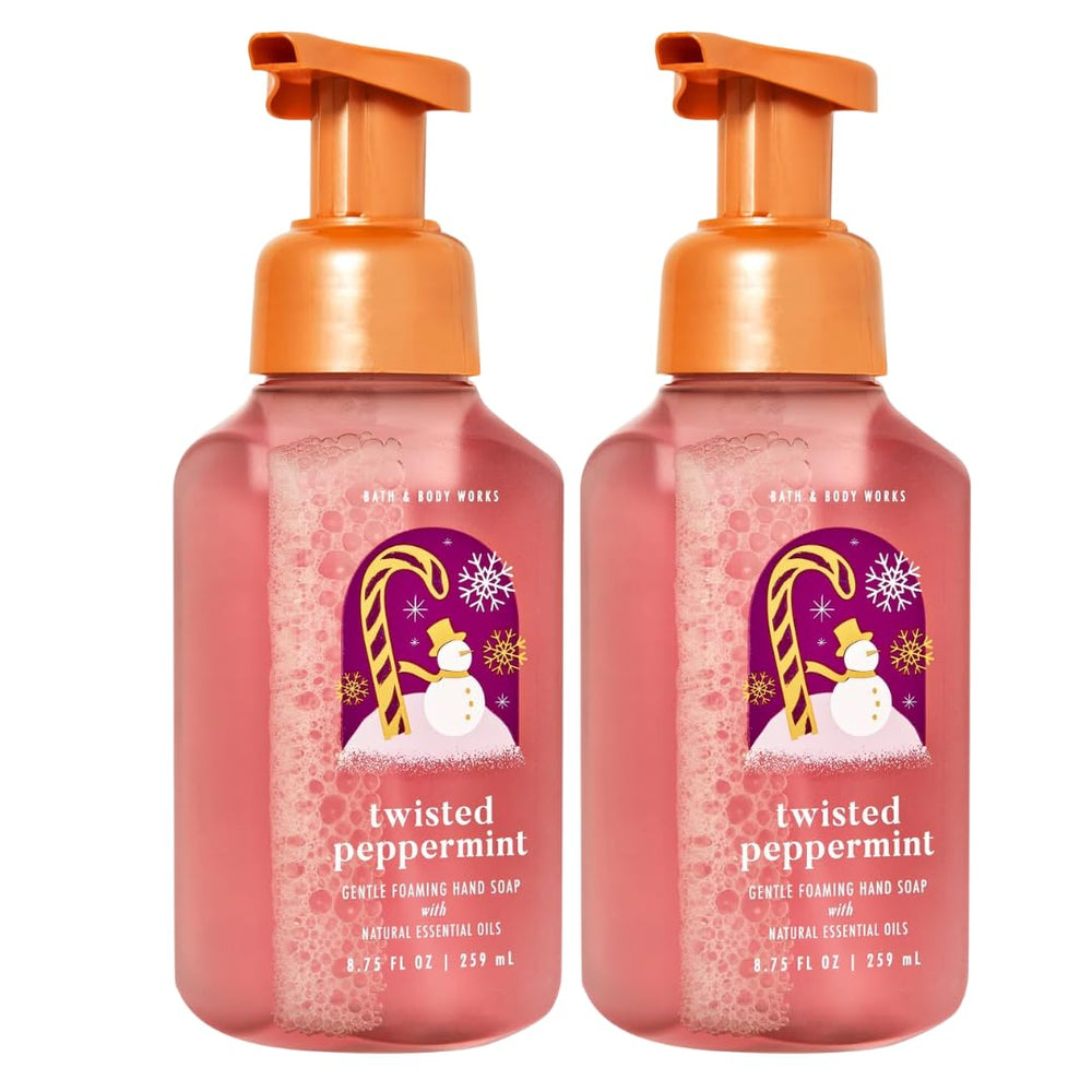 Bath and Body Works Twisted Peppermint foaming hand soap creates a creamy lather for clean hands